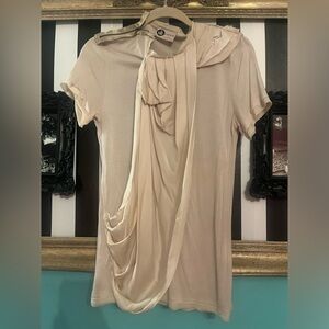 Lanvin vintage silk drape zip neck top